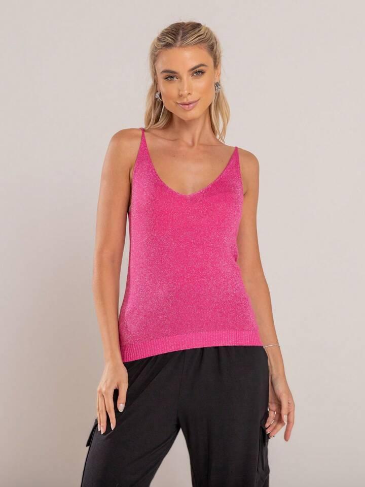 Glitter Jersey Thin Spaghetti Top - Styledd by L&M