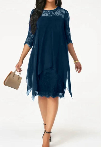 Half Sleeve Loose Elegant Lace Dress - Styledd by L&M