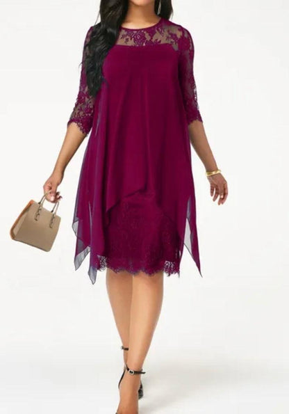 Half Sleeve Loose Elegant Lace Dress - Styledd by L&M