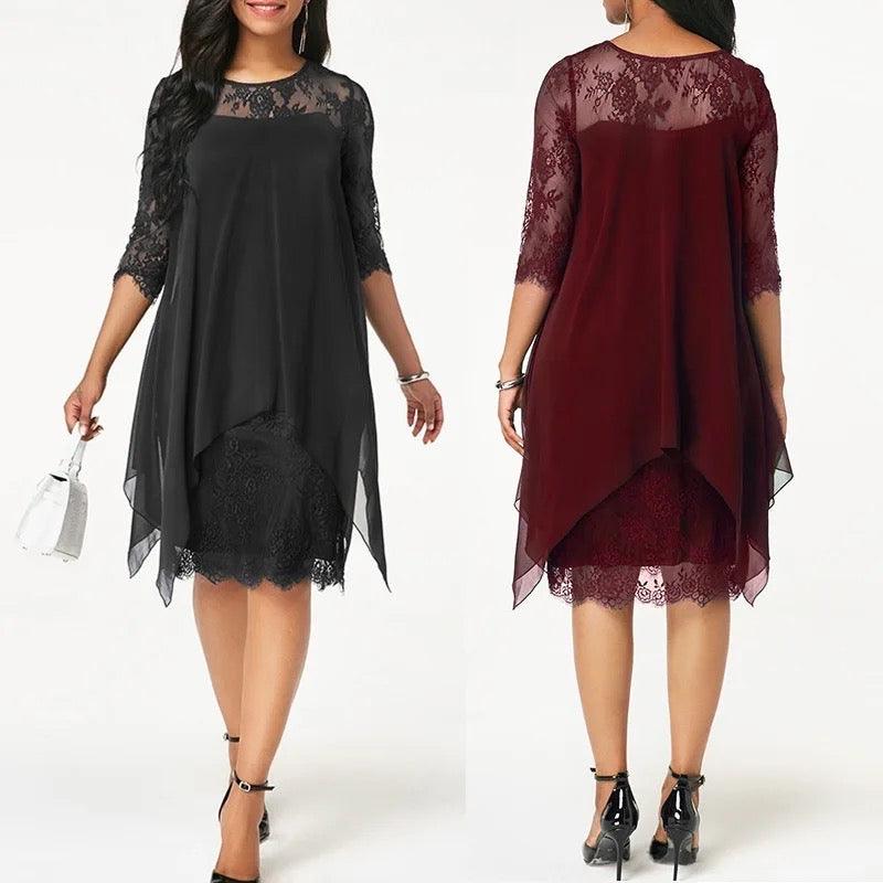 Half Sleeve Loose Elegant Lace Dress - Styledd by L&M