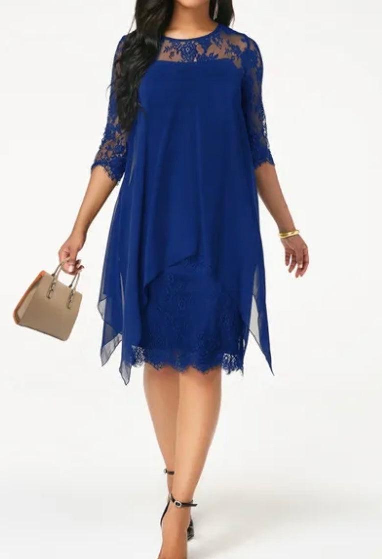 Half Sleeve Loose Elegant Lace Dress - Styledd by L&M