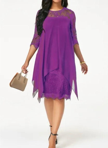 Half Sleeve Loose Elegant Lace Dress - Styledd by L&M