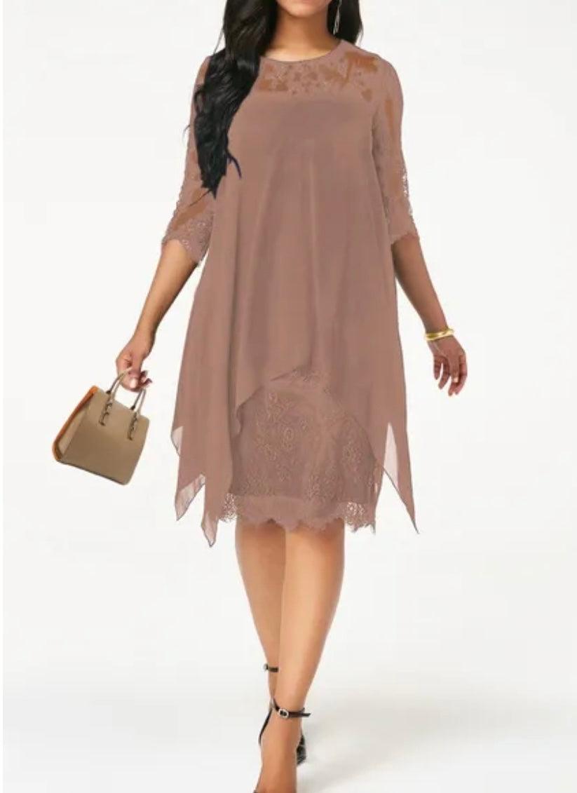 Half Sleeve Loose Elegant Lace Dress - Styledd by L&M