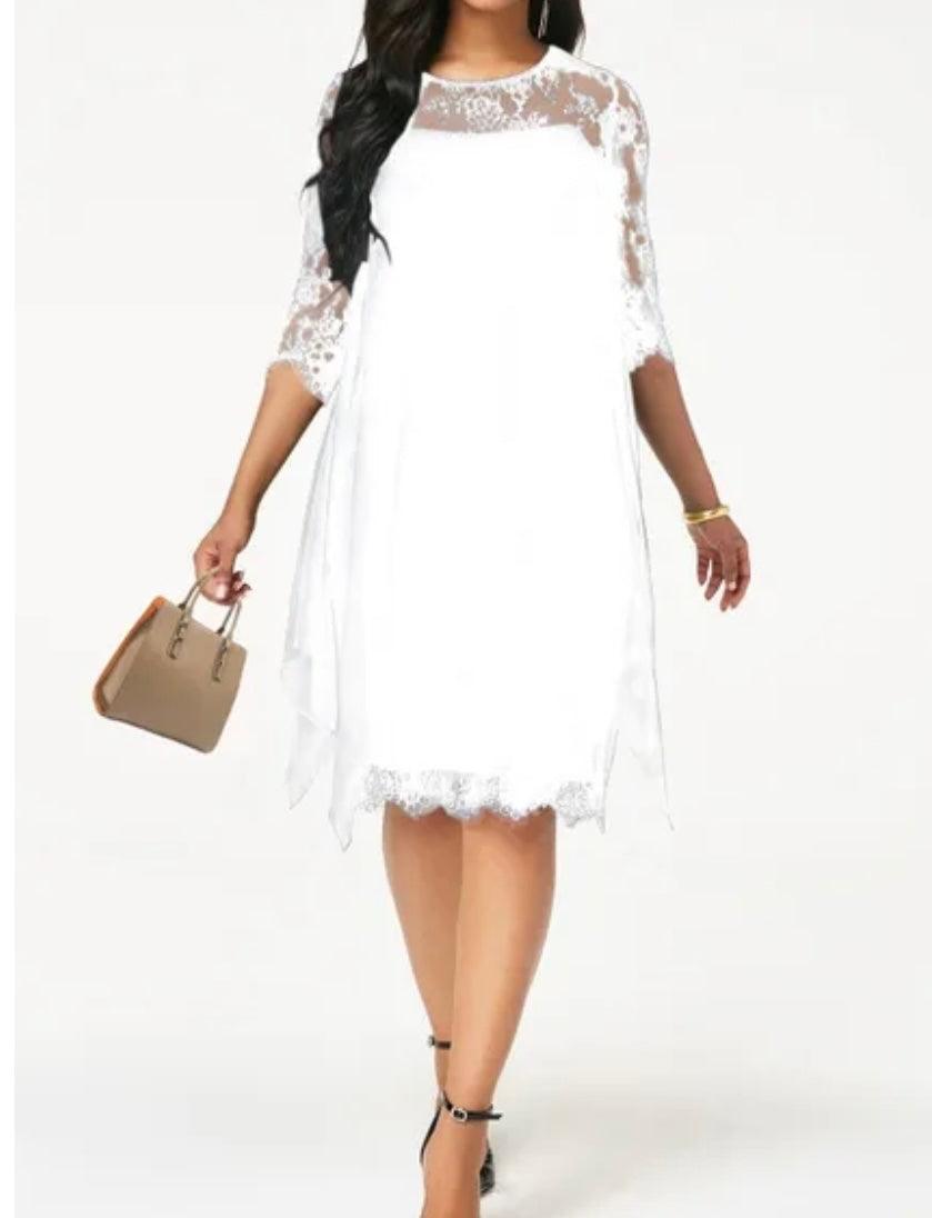 Half Sleeve Loose Elegant Lace Dress - Styledd by L&M