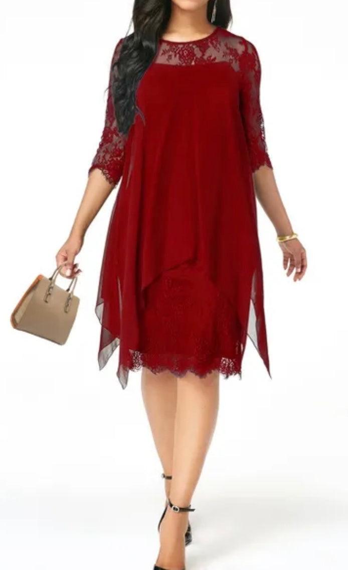 Half Sleeve Loose Elegant Lace Dress - Styledd by L&M