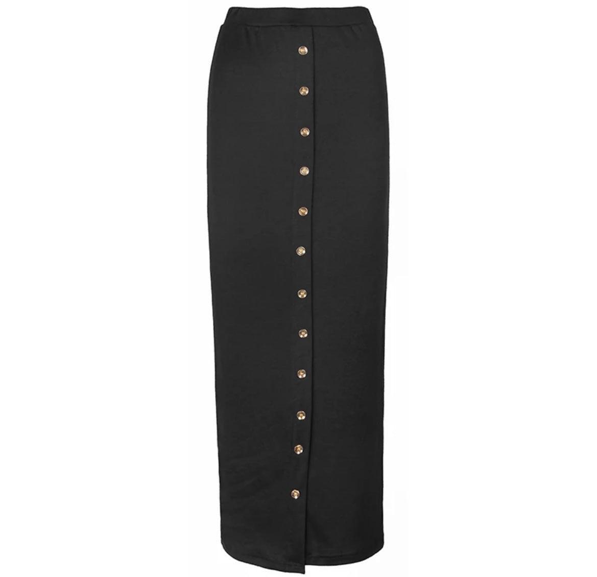 High Waist Button Bodycon Maxi Skirt - Styledd by L&M