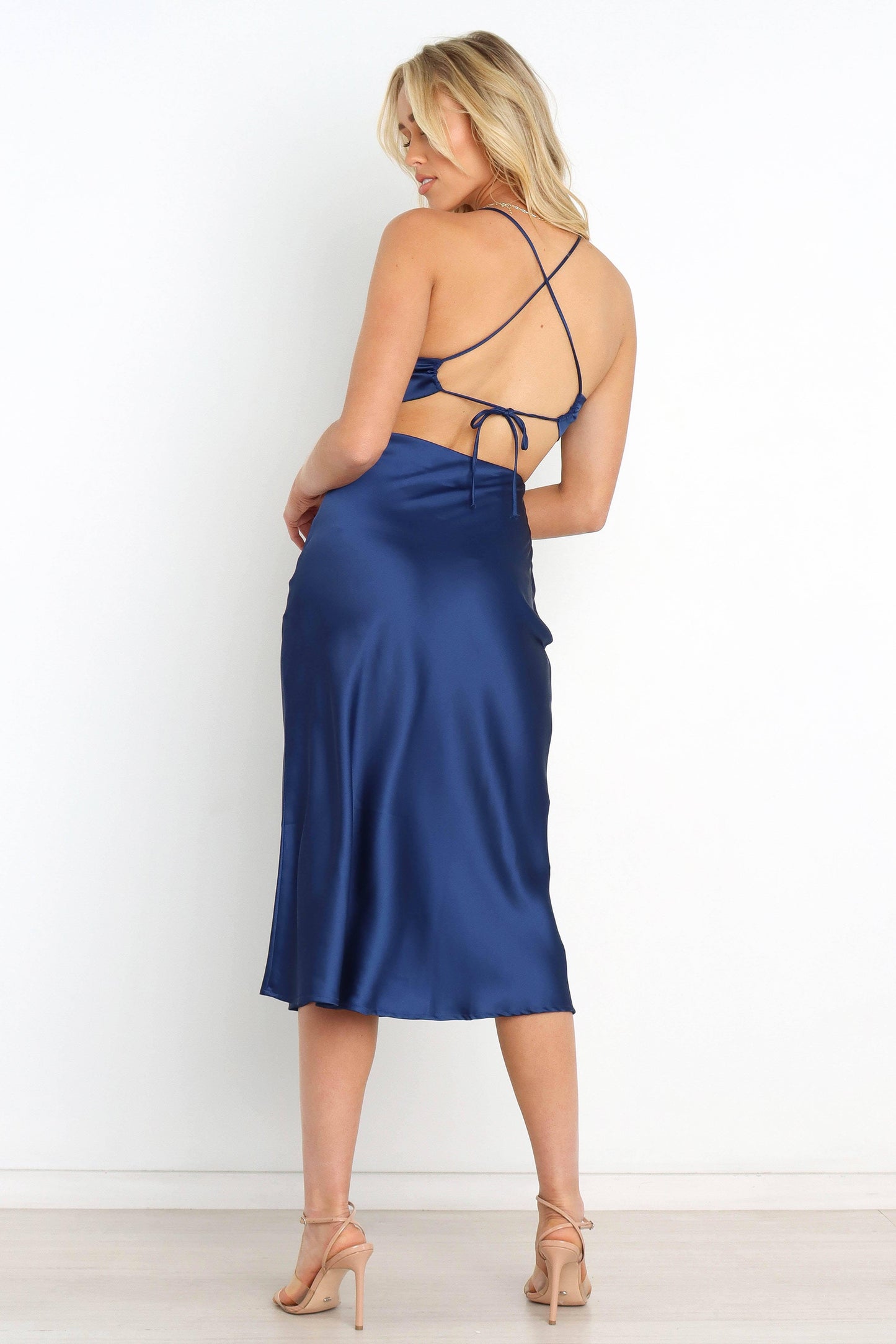 Hollow out satin slip dress - Styledd by L&M