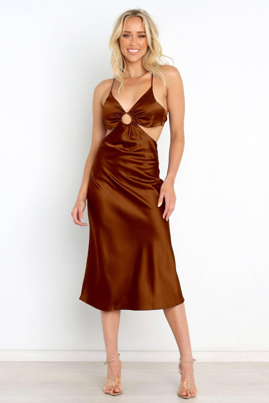 Hollow out satin slip dress - Styledd by L&M