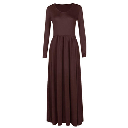 Long Sleeve Round Neck Maxi Dress - Styledd by L&M