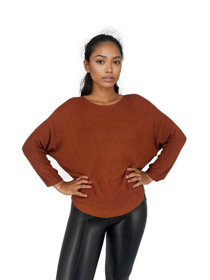 Knitted Batwing Long Sleeve Top - Styledd by L&M