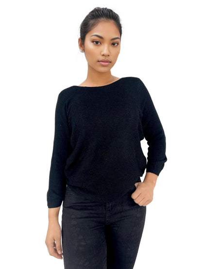 Knitted Batwing Long Sleeve Top - Styledd by L&M