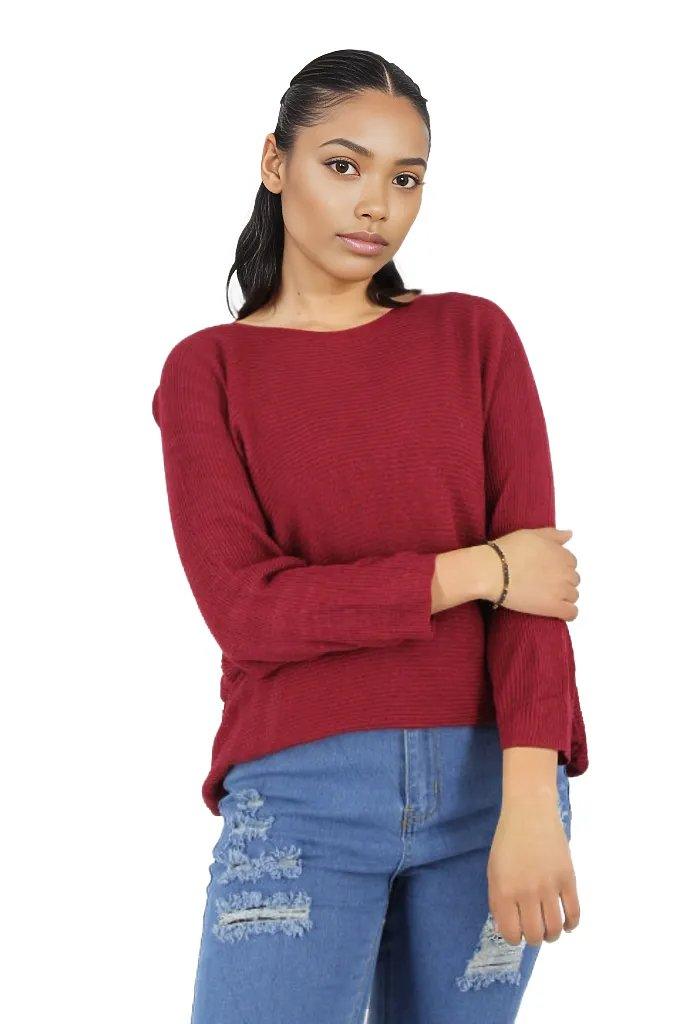 Knitted Batwing Long Sleeve Top - Styledd by L&M