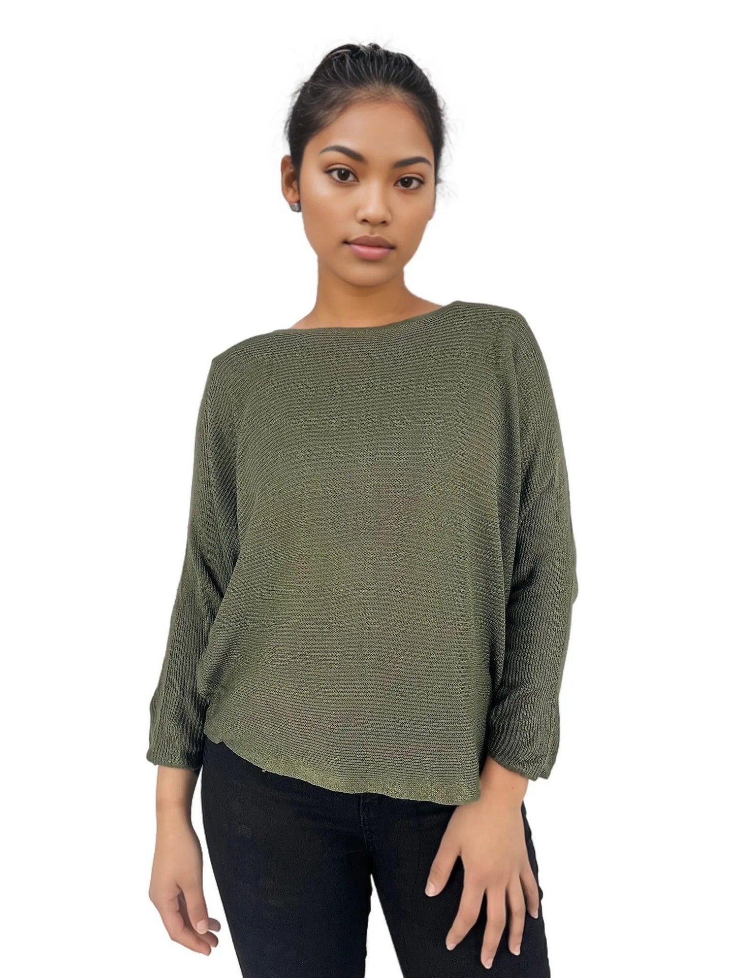 Knitted Batwing Long Sleeve Top - Styledd by L&M