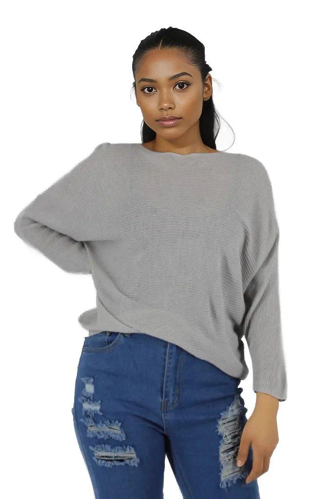 Knitted Batwing Long Sleeve Top - Styledd by L&M