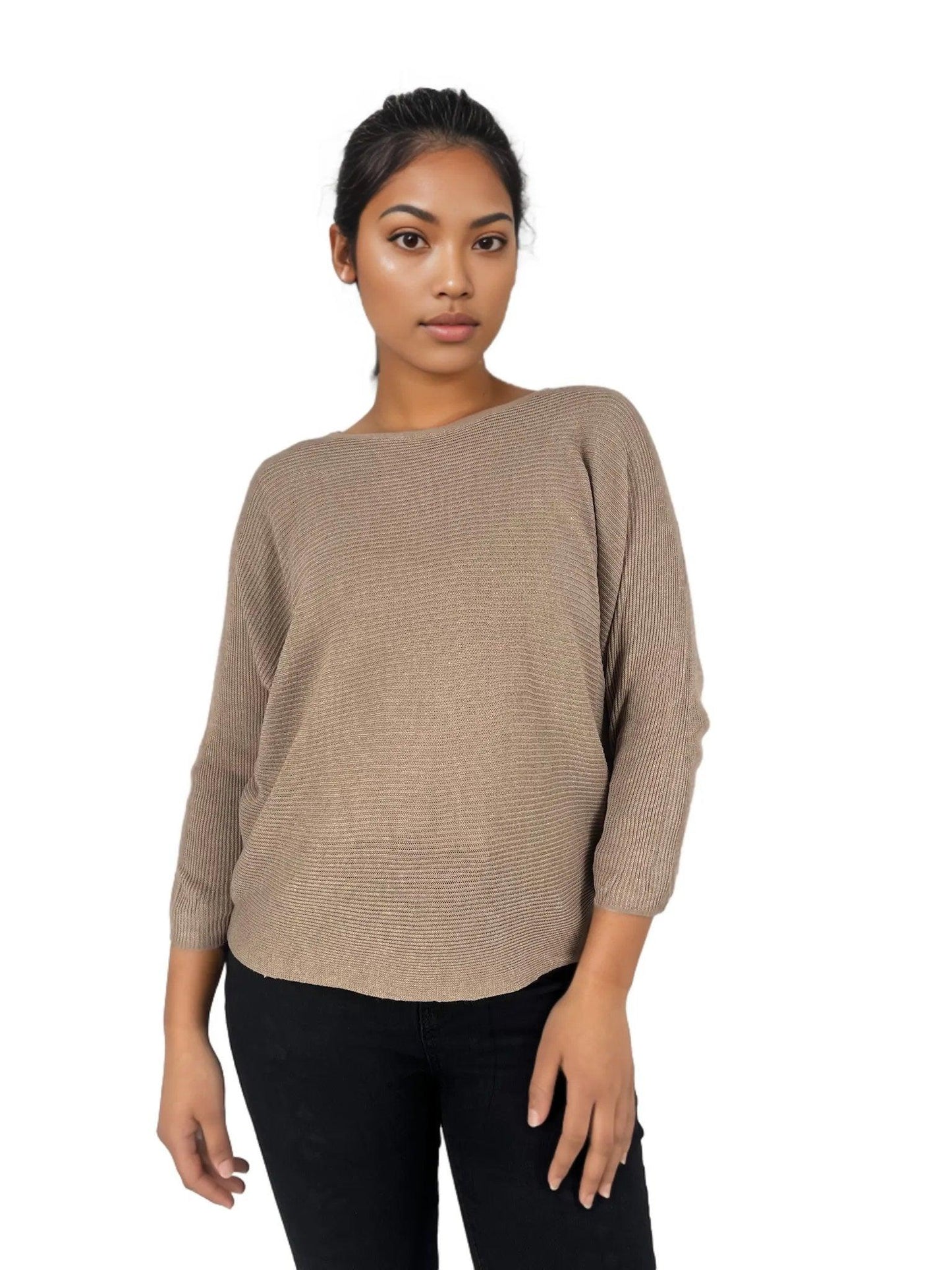 Knitted Batwing Long Sleeve Top - Styledd by L&M