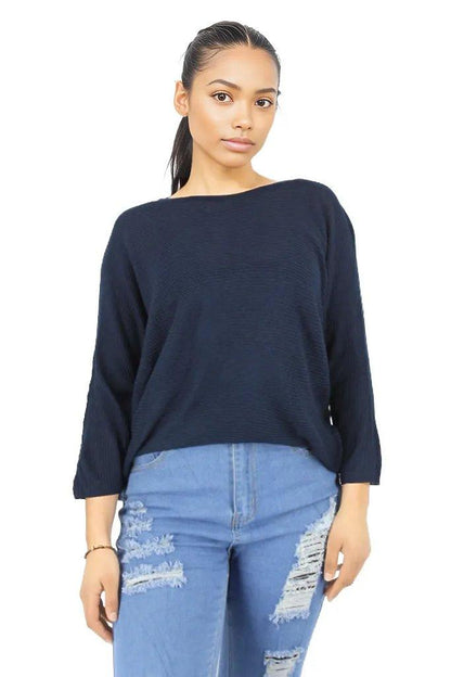 Knitted Batwing Long Sleeve Top - Styledd by L&M