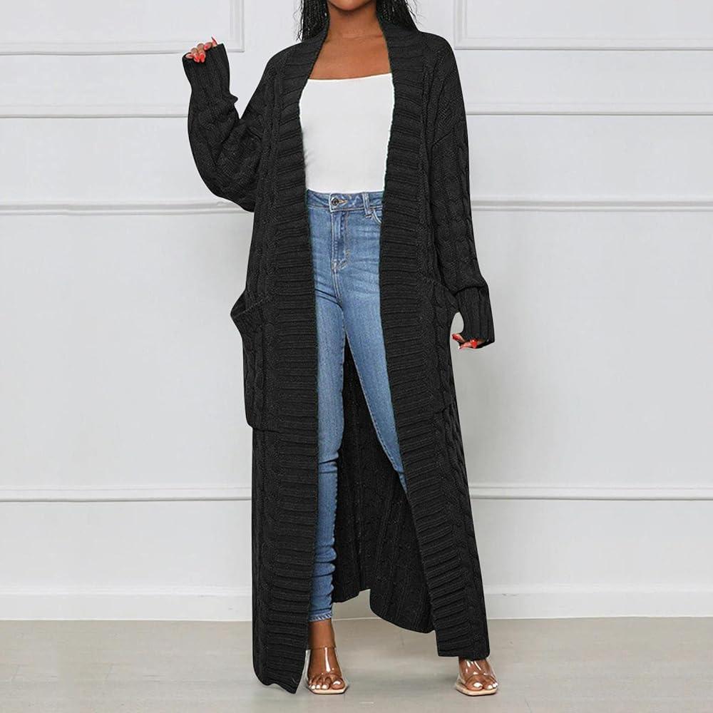 Knitted Dual Pocket Drop Shoulder Cardigan - Styledd by L&M