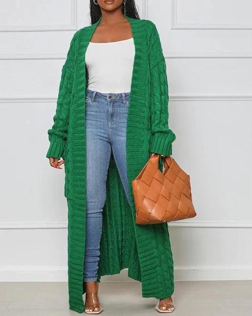 Knitted Dual Pocket Drop Shoulder Cardigan - Styledd by L&M