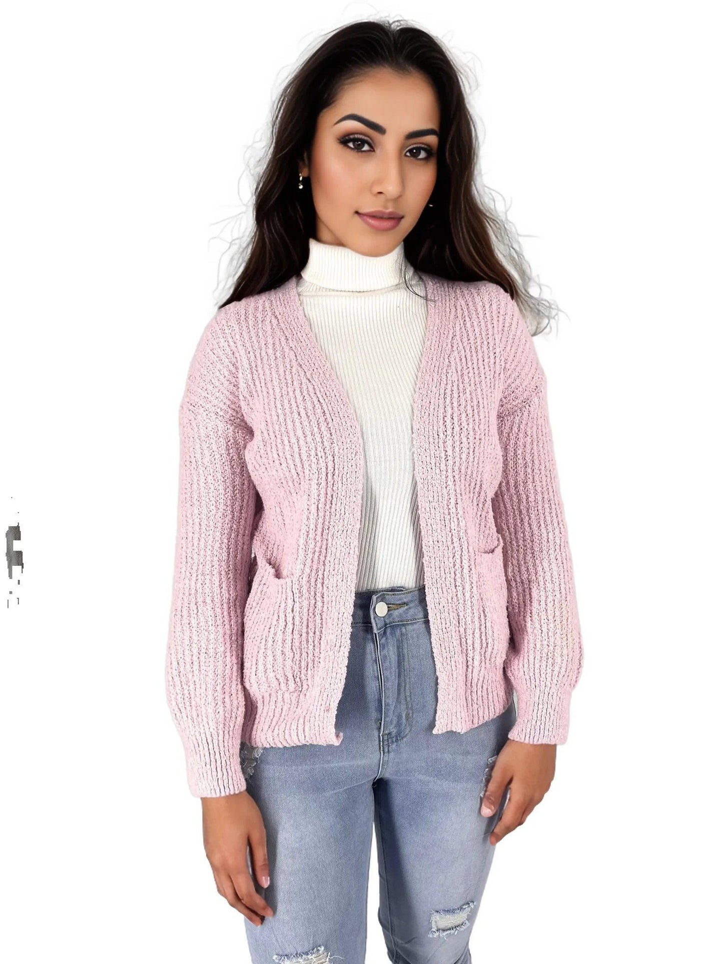 Knitted Short Cardigan Jersey With Pockets - Styledd by L&M