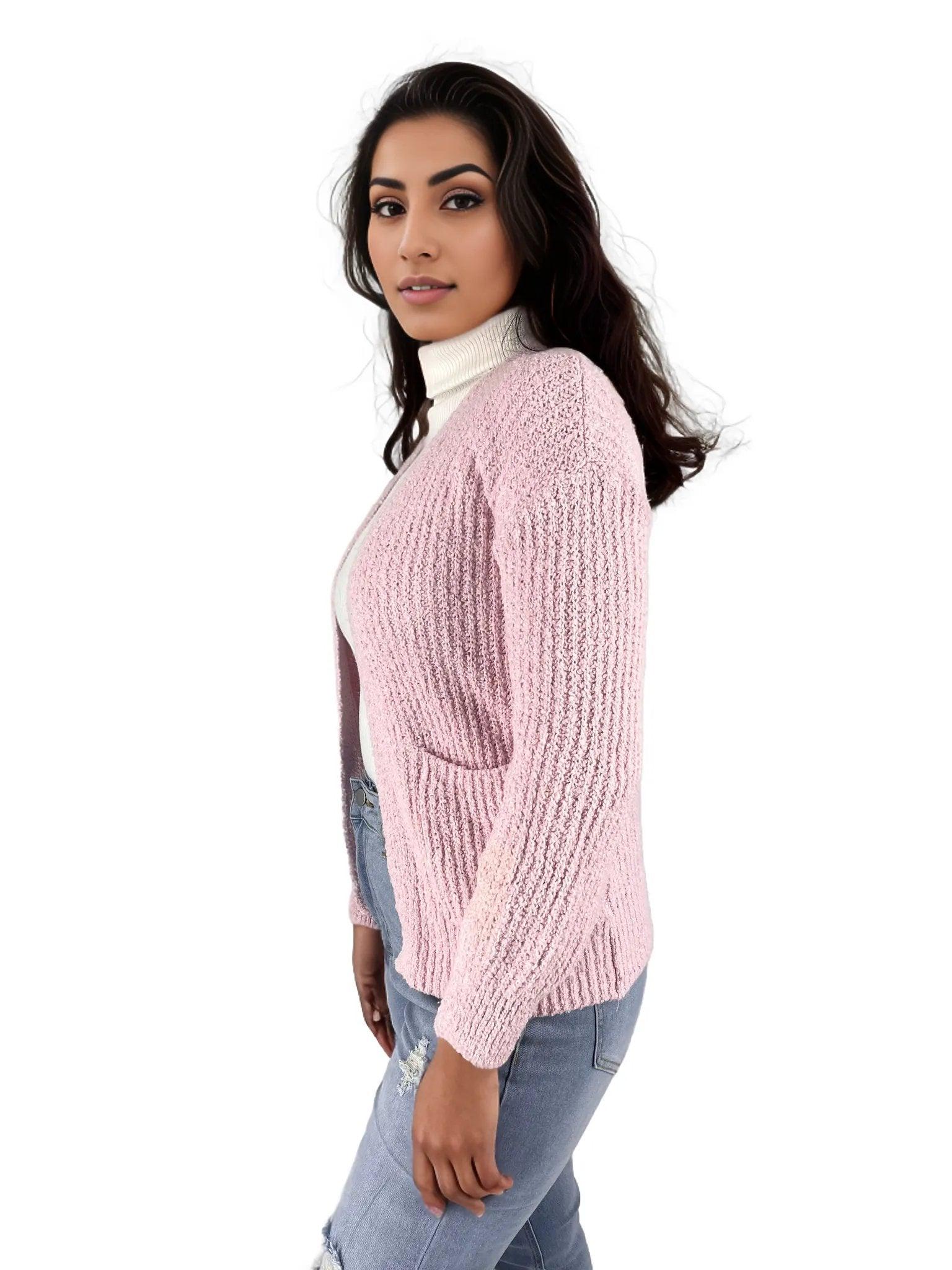 Knitted Short Cardigan Jersey With Pockets - Styledd by L&M