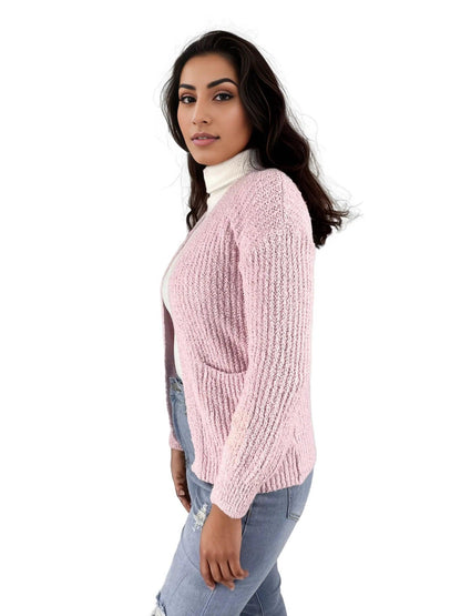 Knitted Short Cardigan Jersey With Pockets - Styledd by L&M