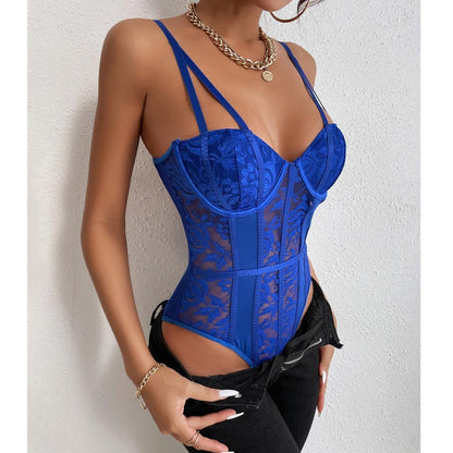 Lace Bodysuit Push Up Classic Flowers Embroidery Bodycon Underwear - Styledd by L&M