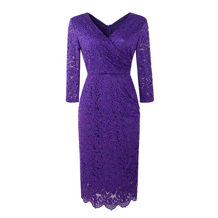 Lace Curve Mini Three Quater Sleeve Dress - Styledd by L&M