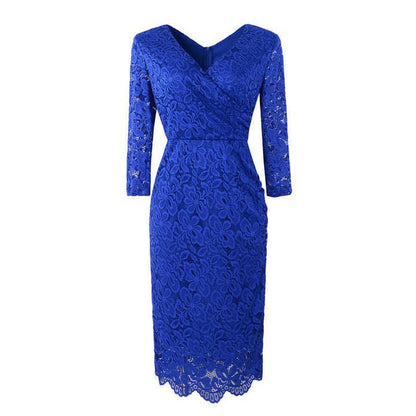 Lace Curve Mini Three Quater Sleeve Dress - Styledd by L&M