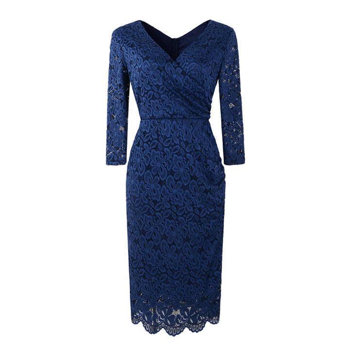 Lace Curve Mini Three Quater Sleeve Dress - Styledd by L&M