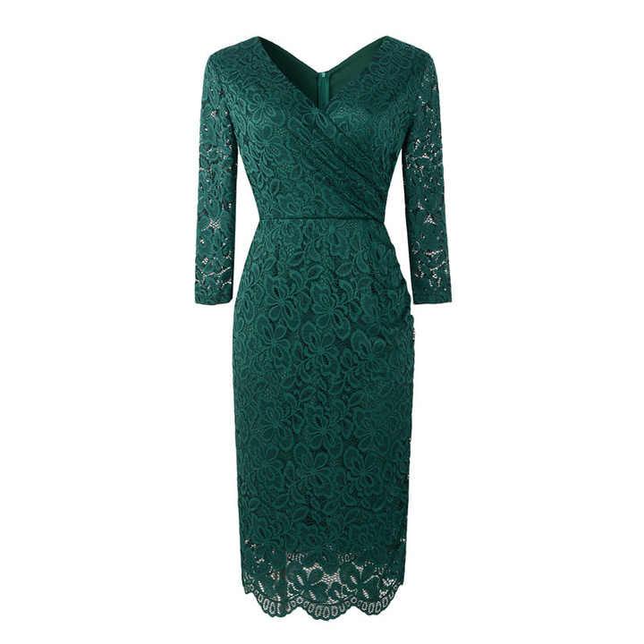 Lace Curve Mini Three Quater Sleeve Dress - Styledd by L&M