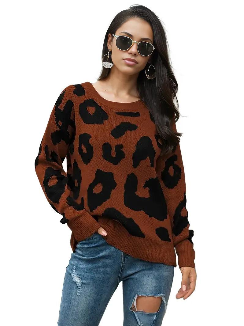 Leopard Pattern Pullover Sweater Jersey - Styledd by L&M