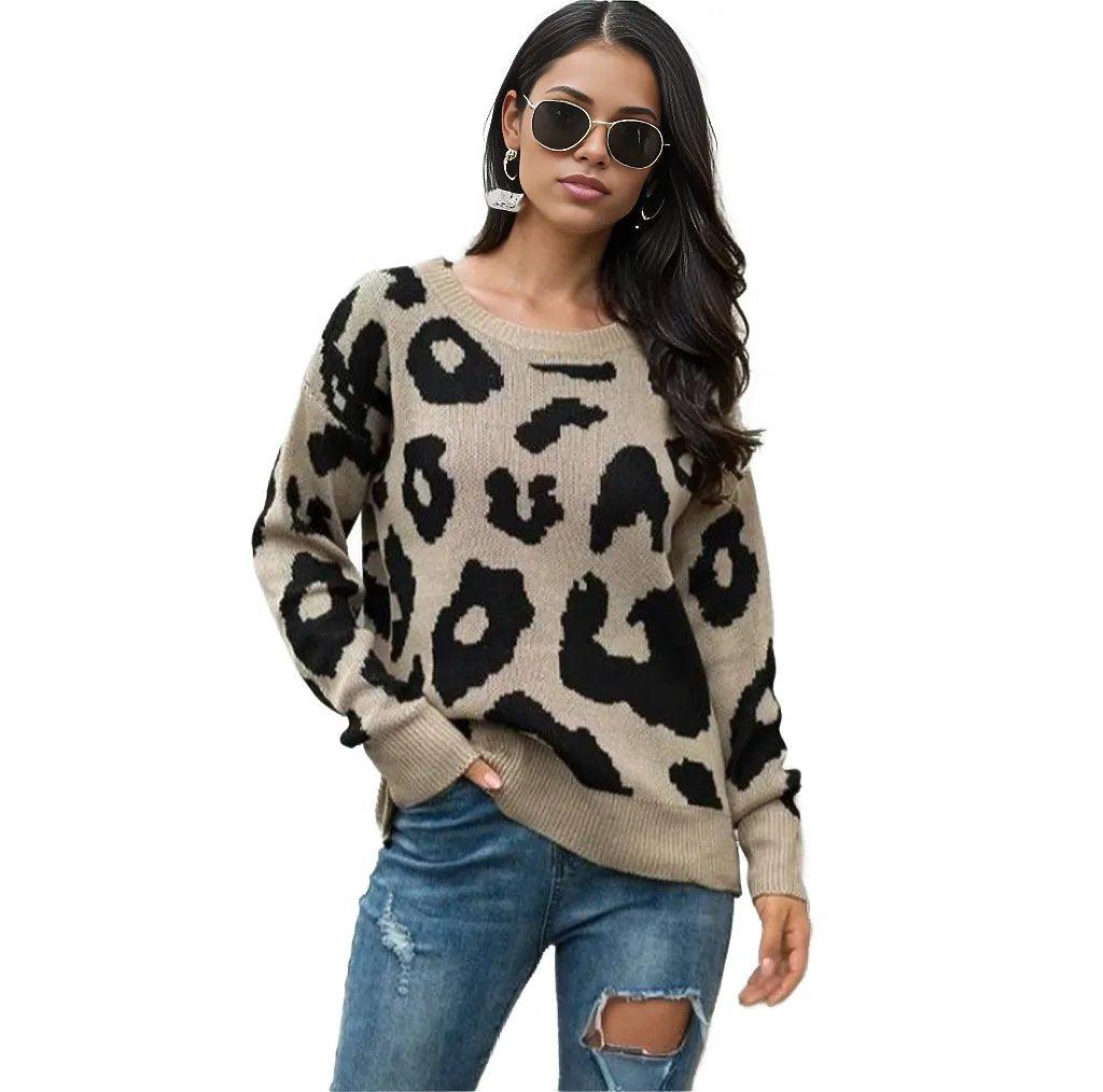 Leopard Pattern Pullover Sweater Jersey - Styledd by L&M