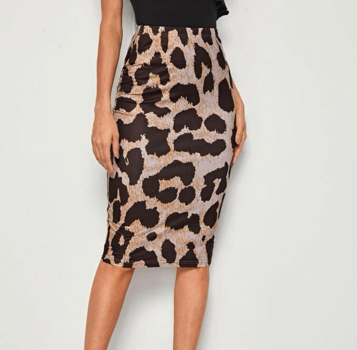 Leopard Print Pencil Midi Skirt - Styledd by L&M