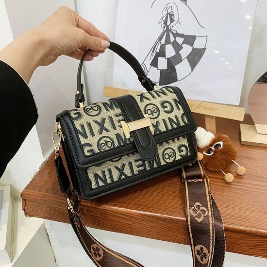 Letter printing portable casual shoulder crossbody bag