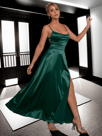 Long Maxi Satin Dress Cocktail dress - Styledd by L&M