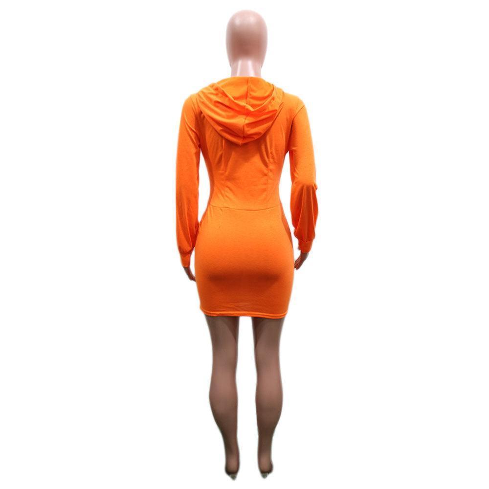 Long Sleeve Hooded Casual Dress - Styledd by L&M