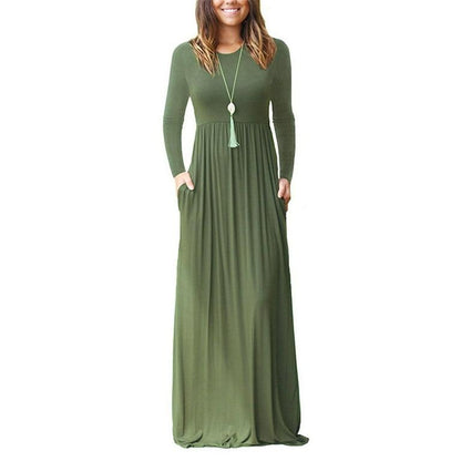 Long Sleeve Round Neck Maxi Dress - Styledd by L&M