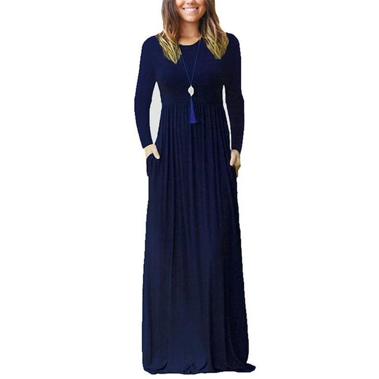 Long Sleeve Round Neck Maxi Dress - Styledd by L&M