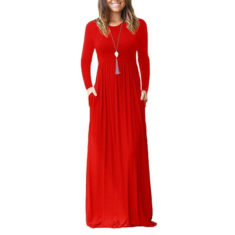 Long Sleeve Round Neck Maxi Dress - Styledd by L&M