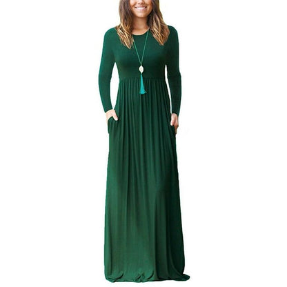 Long Sleeve Round Neck Maxi Dress - Styledd by L&M