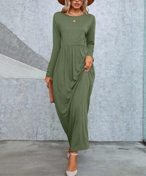 Long solid maxi dress - Styledd by L&M