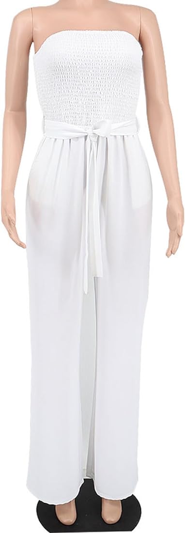 Off-Shoulder Tube Loose Long Straight Pants Jumpsuit – Stylish & Comfortable - Styledd by L&M