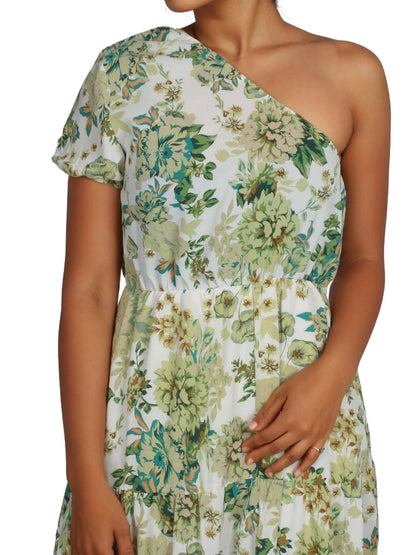 One Shoulder Maxi Floral Dress - Styledd by L&M