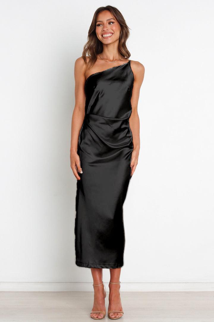 One shoulder strap satin dress - Styledd by L&M