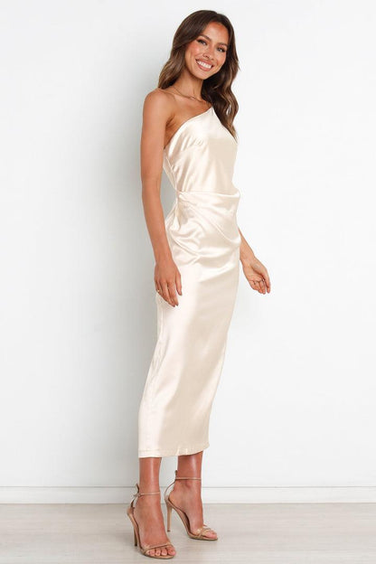 One shoulder strap satin dress - Styledd by L&M