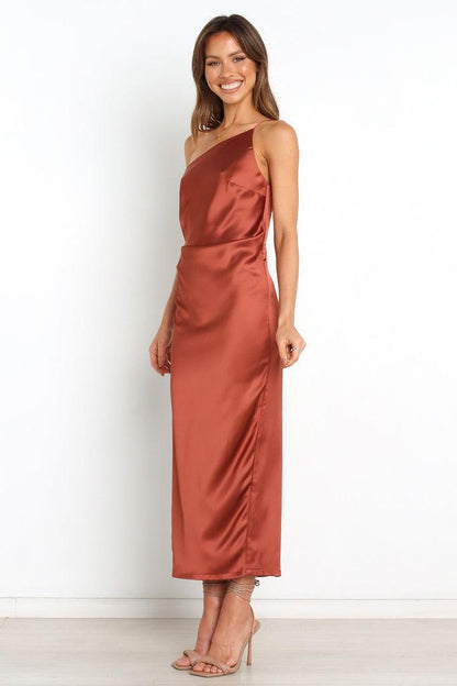 One shoulder strap satin dress - Styledd by L&M