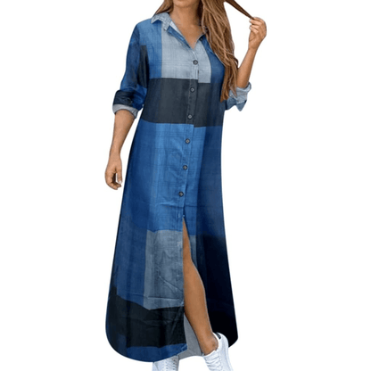 Pattern Long Button Shirt Maxi Dress - Styledd by L&M