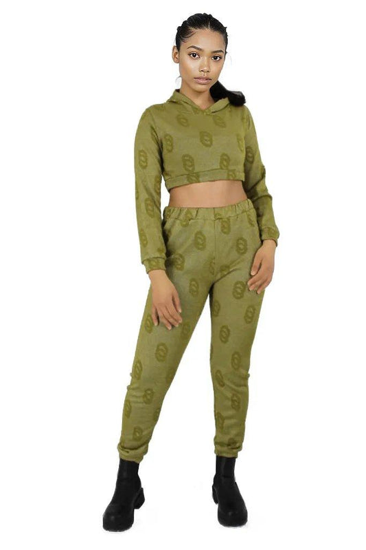 Pattern Long Sleeve Crop Jersey and Pants Set - Styledd by L&M