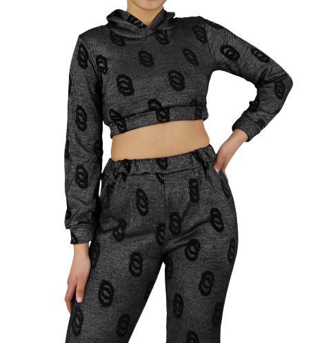 Pattern Long Sleeve Crop Jersey and Pants Set - Styledd by L&M