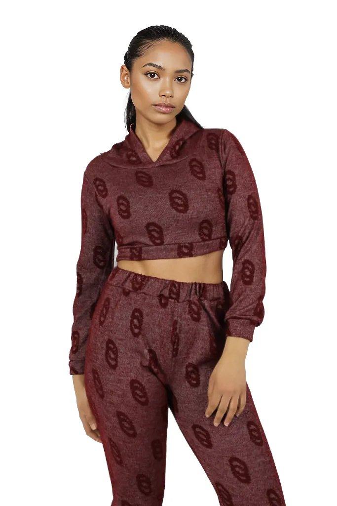 Pattern Long Sleeve Crop Jersey and Pants Set - Styledd by L&M